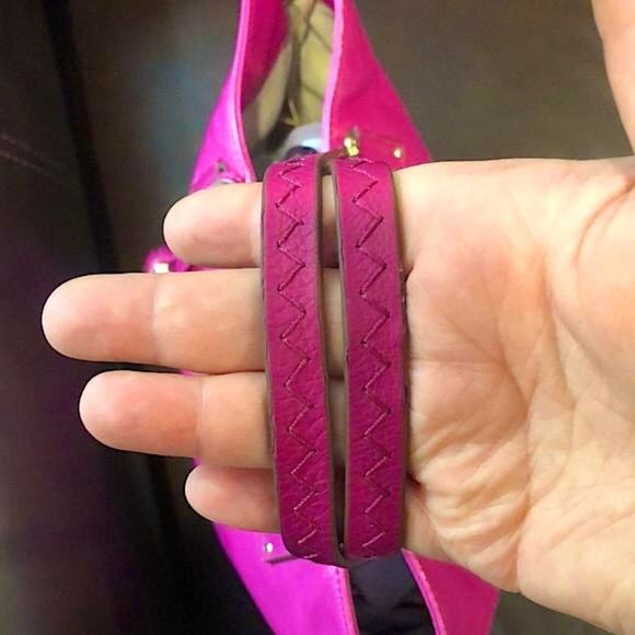 TORY BURCH Fuchsia Leather Bag With Embroidered Shoulder Straps Leather Tassels - Picture 16 of 17